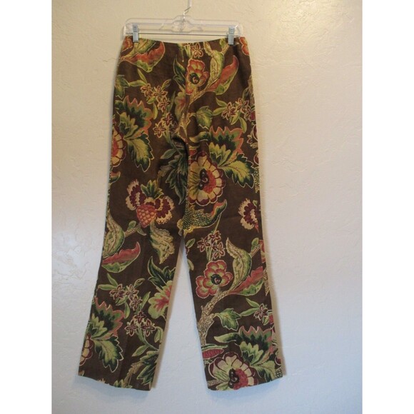 Ralph Lauren Womens Sz 6 100% Linen Floral Pants Bottoms Brown Made in USA - Picture 2 of 6